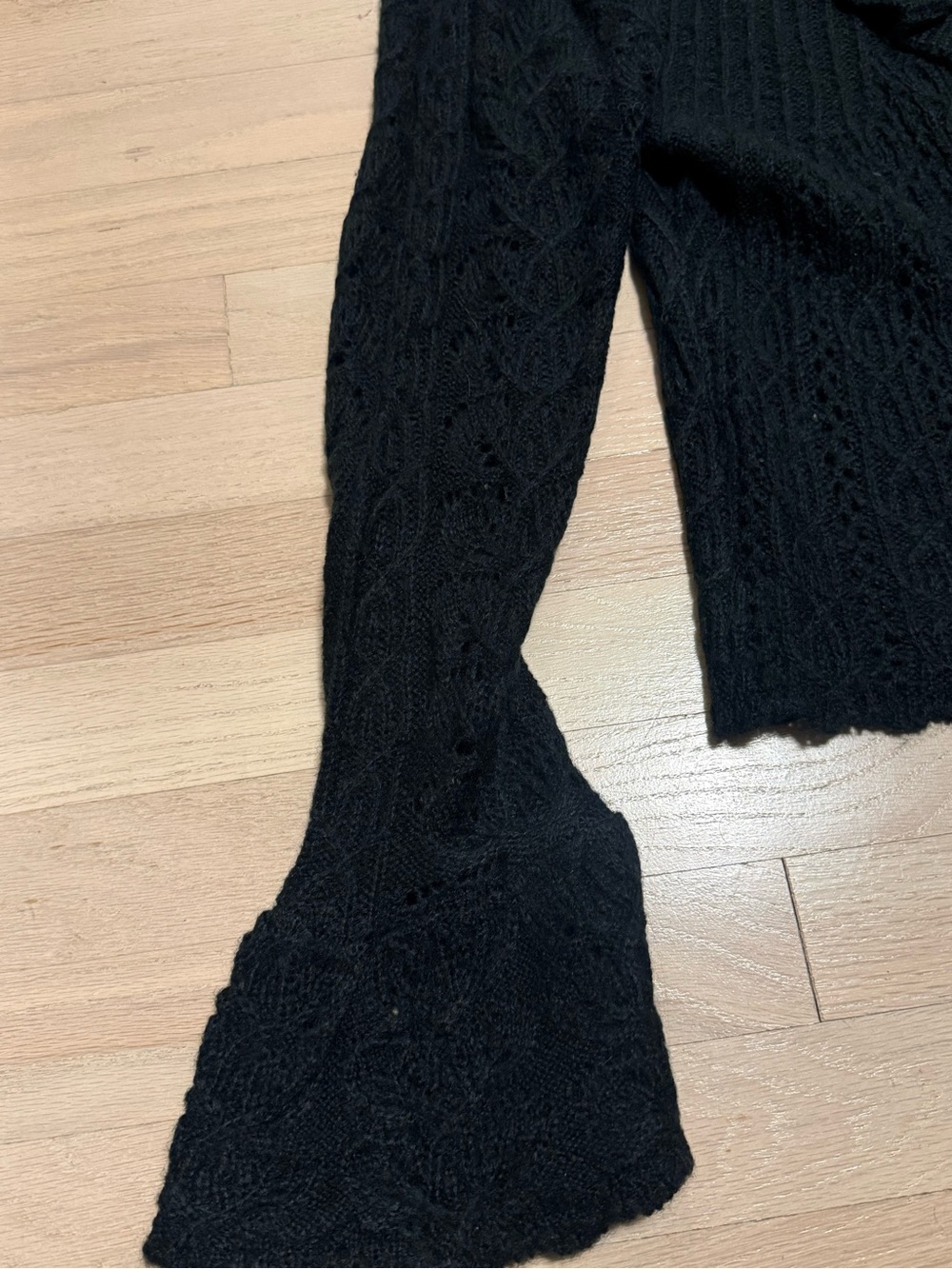 FARM Rio Black Ruffled Knit Button-Front Cardigan - Picture 3 of 5